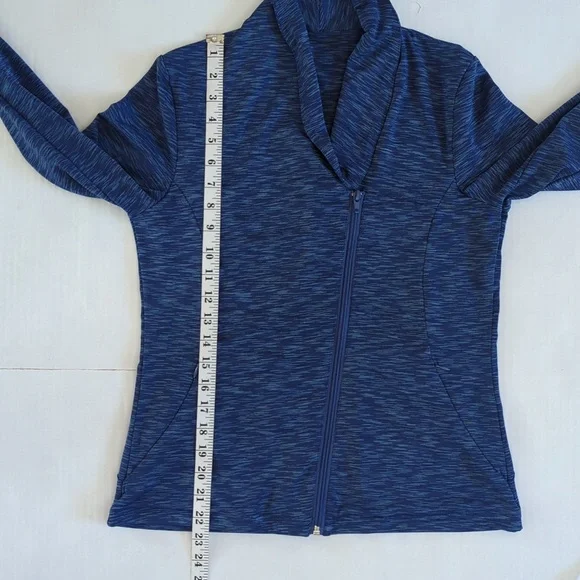 Blue Space Dye Asymmetrical Zipper Athletic Activewear Jacket LARGE Blue - Picture 13 of 13